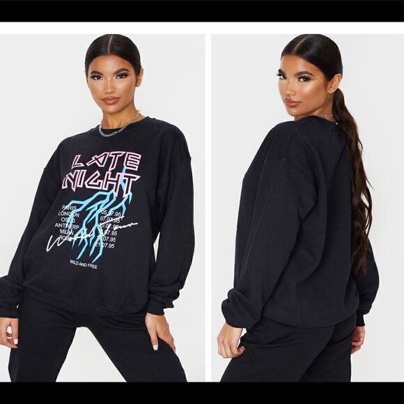 Pretty little thing late night women’s crew neck sweatshirt size small - Picture 1 of 4
